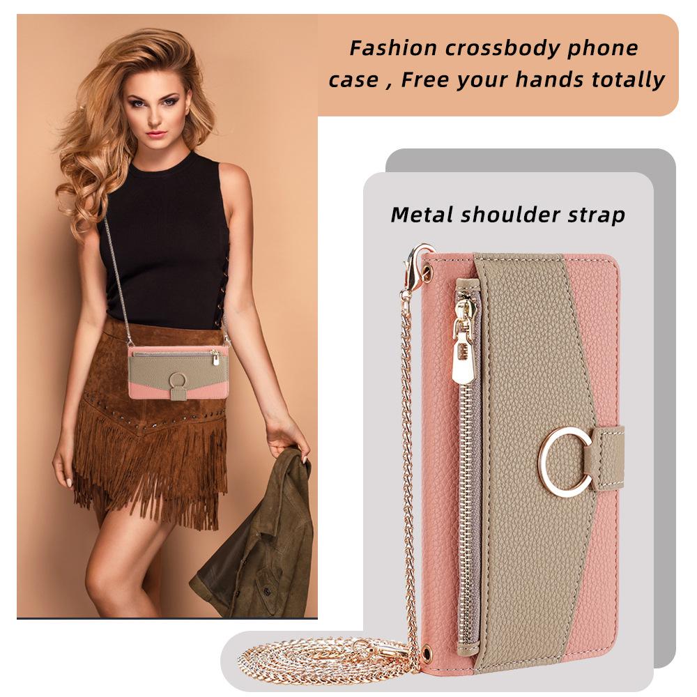 Cross-border Tecno Spark 20 Pro & Itel A50 4G Shoulder Strap Wallet Mirror Leather Phone Case