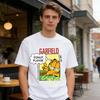 Garfield """ДОНАТ ПОЖАЛУЙСТА"" Смешная футболка с принтом пончика, короткий рукав, американский уличный бренд, плотный хлопок, свободный крой, оверсайз, парная футболка"