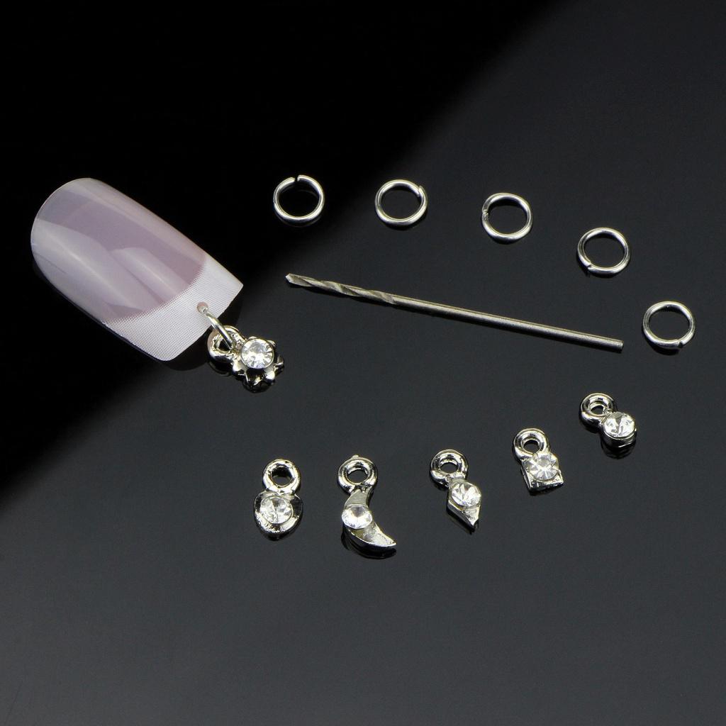 6Pcs Nail Art Dangles Alloy Rhinestones Jewelry Piercing Nail Art Decoration