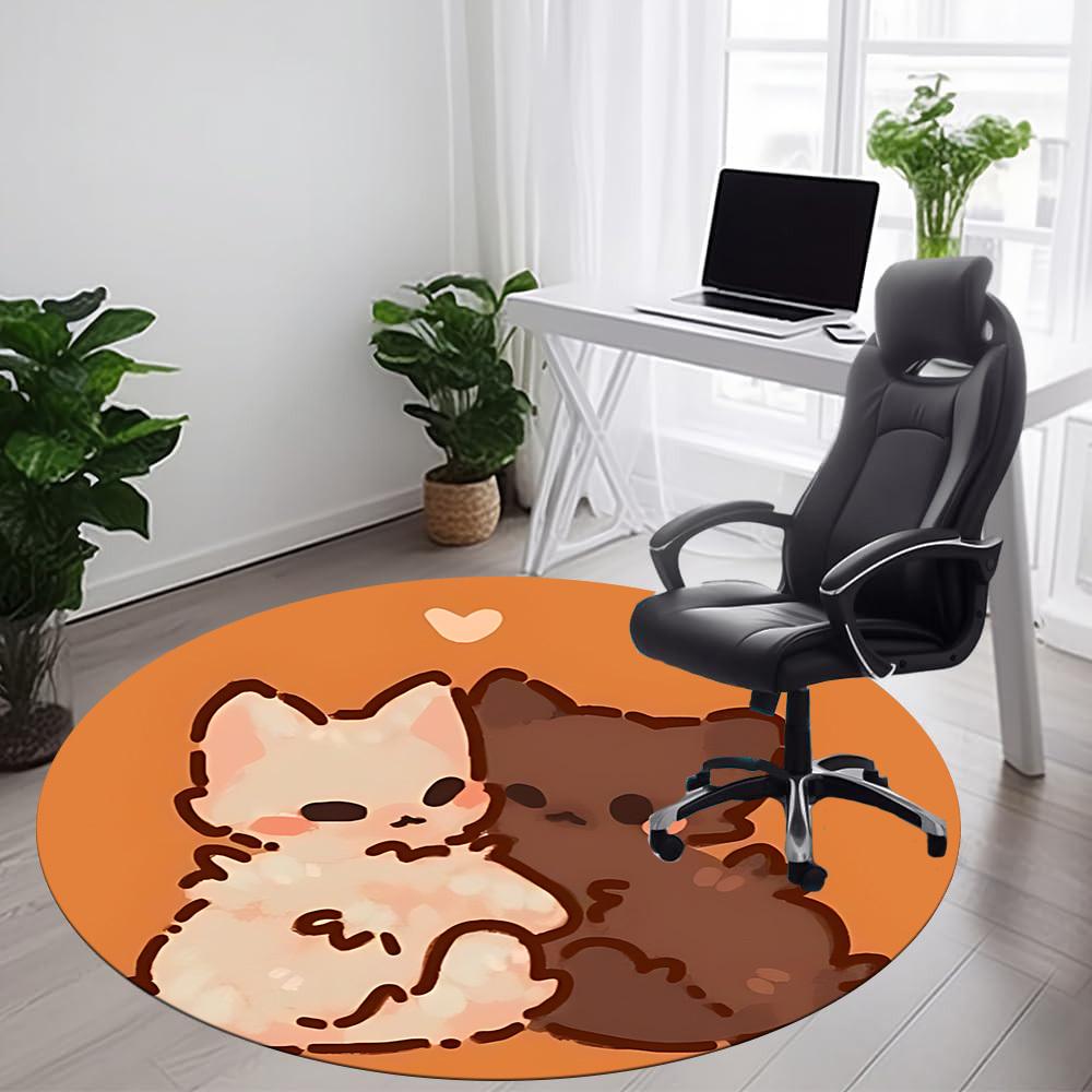 1PC Kittens Purrfect Office Round Area Rug,  Mat Suitable ForOffice, Under Office Chairs Bedroom Living Room Home Decor, Room Deco