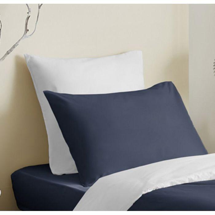 Complete Pack 4 Pieces Navy/White Reversible Duvet Cover for Bed 90 X 190 Cm