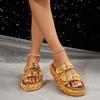 Women's Shoes 2024 Brand Plus Size Women's Slippers Fashion Sequins Modem Slippers New Belt Buckle Peep Toe Flat Slipperszapatos