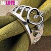 925 Sterling Silver AAA Zircon Heart Crown Ring Jewelry