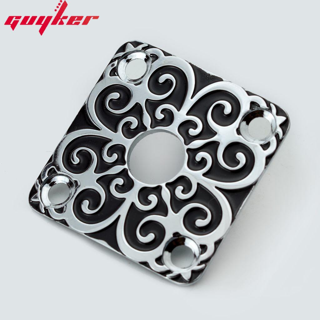 1 Piece Square Curved Stainless Steel Jack Plate Surface Pattern For Electric Guitar Bass