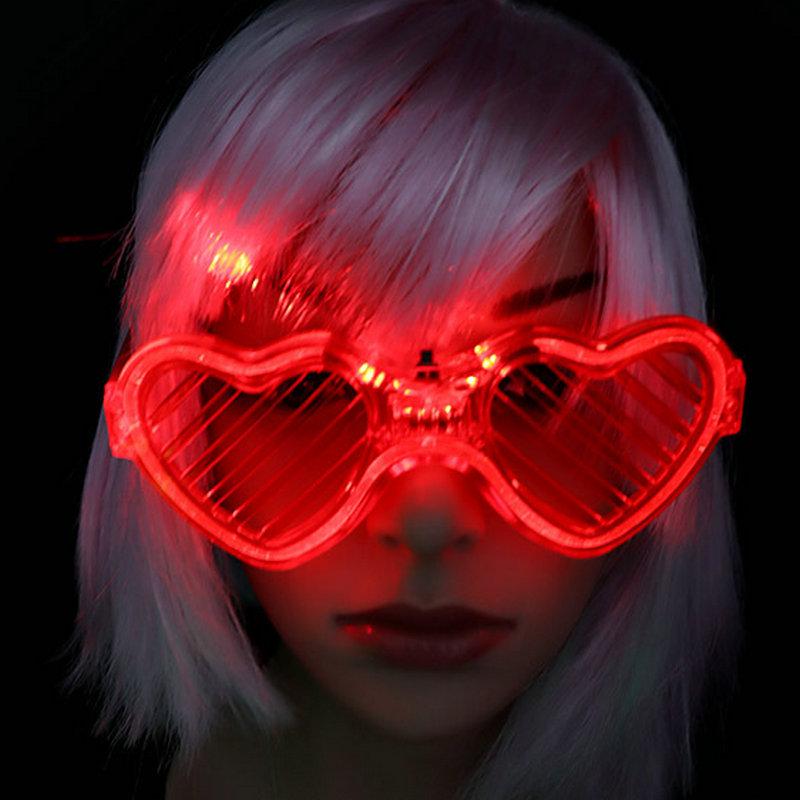 LED Light-up Flashing Glasses: Square, Heart-shaped, Venetian Blind Styles
