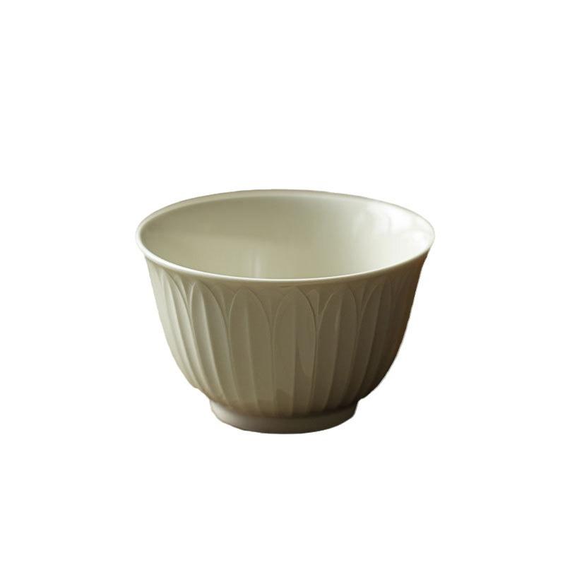 Dingyao White Lotus Petal Wide Mouth Master Cup Personal Special Ceramic Teacup Kung Fu Tea Set Household Tea Cup