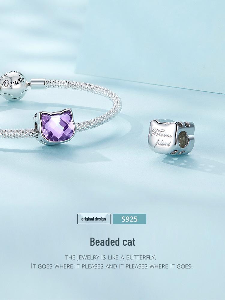 Серебряные бусины Ziyun «Цветной кот» из серебра 925 пробы – Милые питомцы, бусины для браслета «Сделай сам» SCC2469