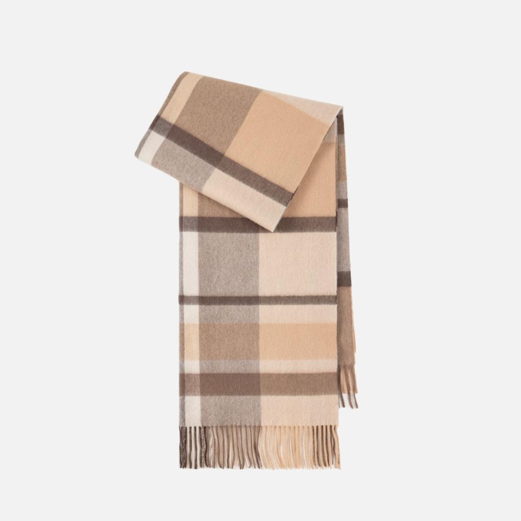 Осенне-зимний новый женский шарф из 100% шерсти с первоклассным ощущением, простая и универсальная клетчатая шаль, удлиненный шарф для мужчин