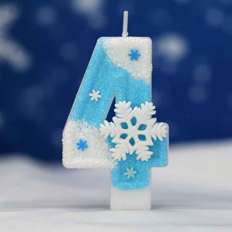 Blue Snowflake Birthday Frozen Candles 0-9 Number Cake Candle Princess Cake Topper Birthday Party Decoration Party Cake Supplies