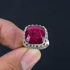 Indian Ruby Gemstone Solid 925 Sterling Silver Split Shank Handmade Ring Gift For Women & Girls