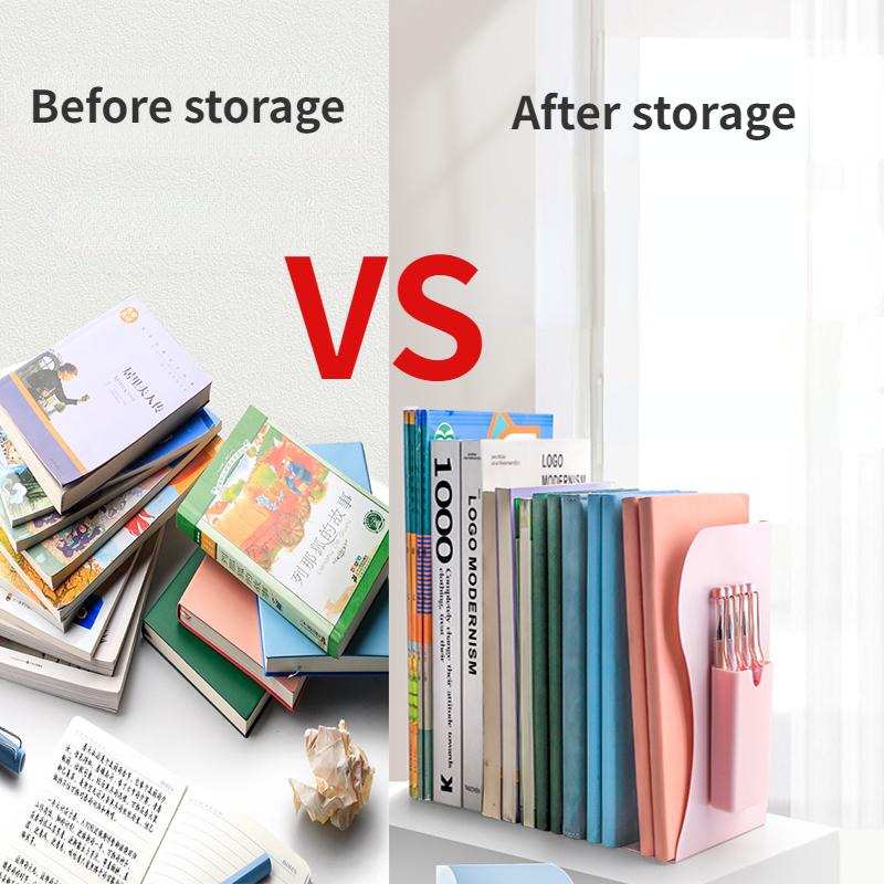 Выдвижная книжная полка с держателем для ручек и книжной полкой, встроенная настольная стойка для хранения книг, перегородка для книг