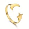 Креативное и Минималистичное Кольцо с Открытием в Виде Звезды и Луны, Модный Полый Дизайн, Аксессуар Ручной Работы, Универсальное и Персонализированное Кольцо-Украшение.