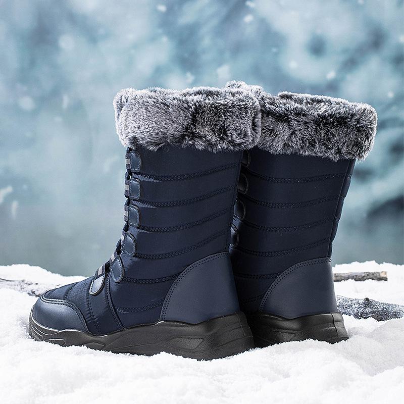 Зимние сапоги, высокие сапоги, простые хлопковые ботинки, женские водонепроницаемые и теплые женские ботинки большого размера