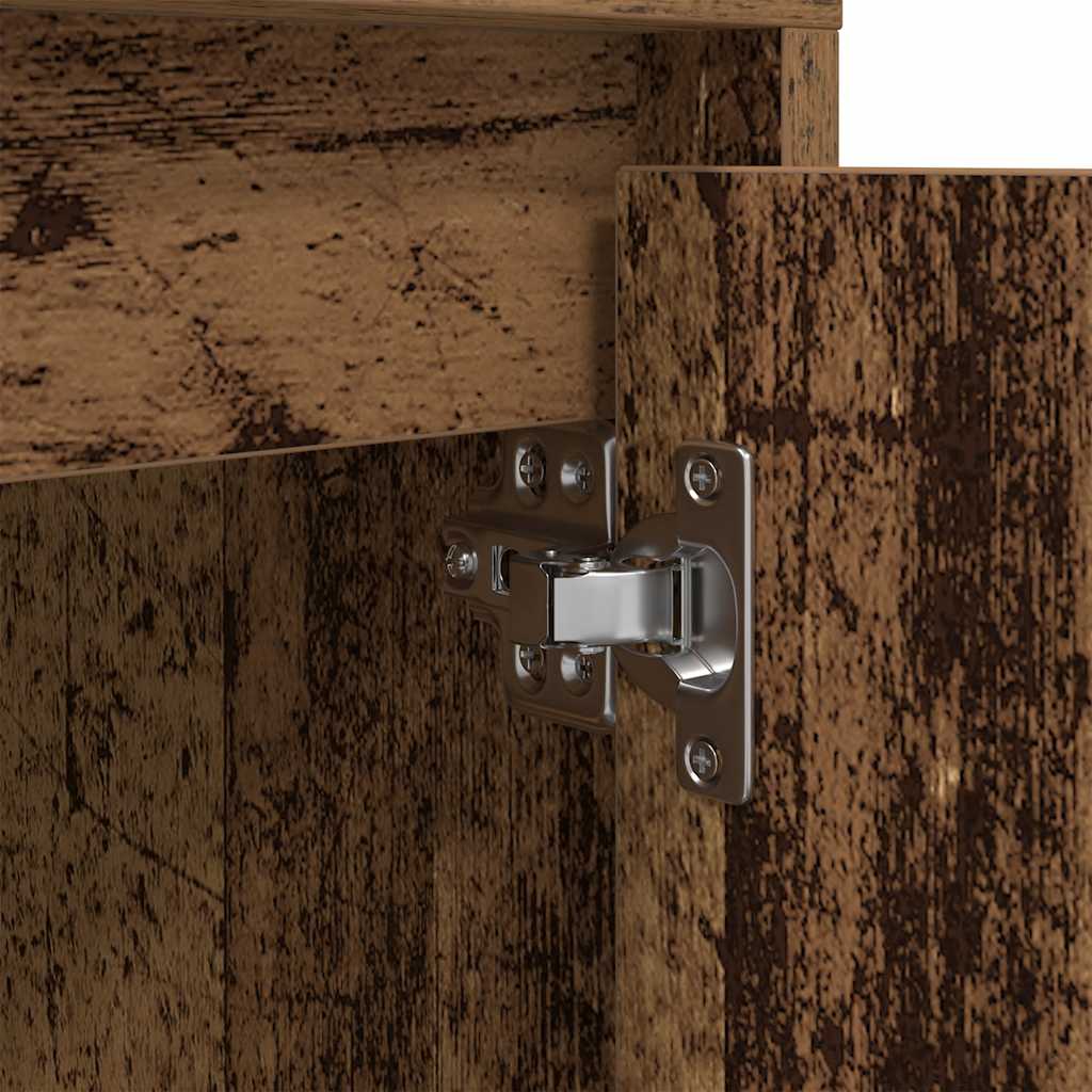 Nightstand with LED Lights Reclaimed Wood Look 38x34x50 cm