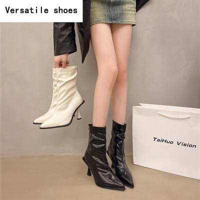 Женские ботильоны на высоком каблуке с острым носком, модные танцевальные туфли для выпускного вечера, уличные женские лаконичные короткие Botas De Mujer