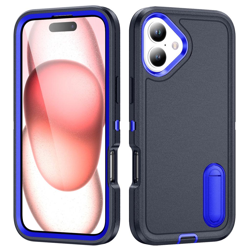 Чехол для iPhone 16 Plus с подставкой, чехол-бампер, PC+Силикон+EVA, дизайн 3-в-1