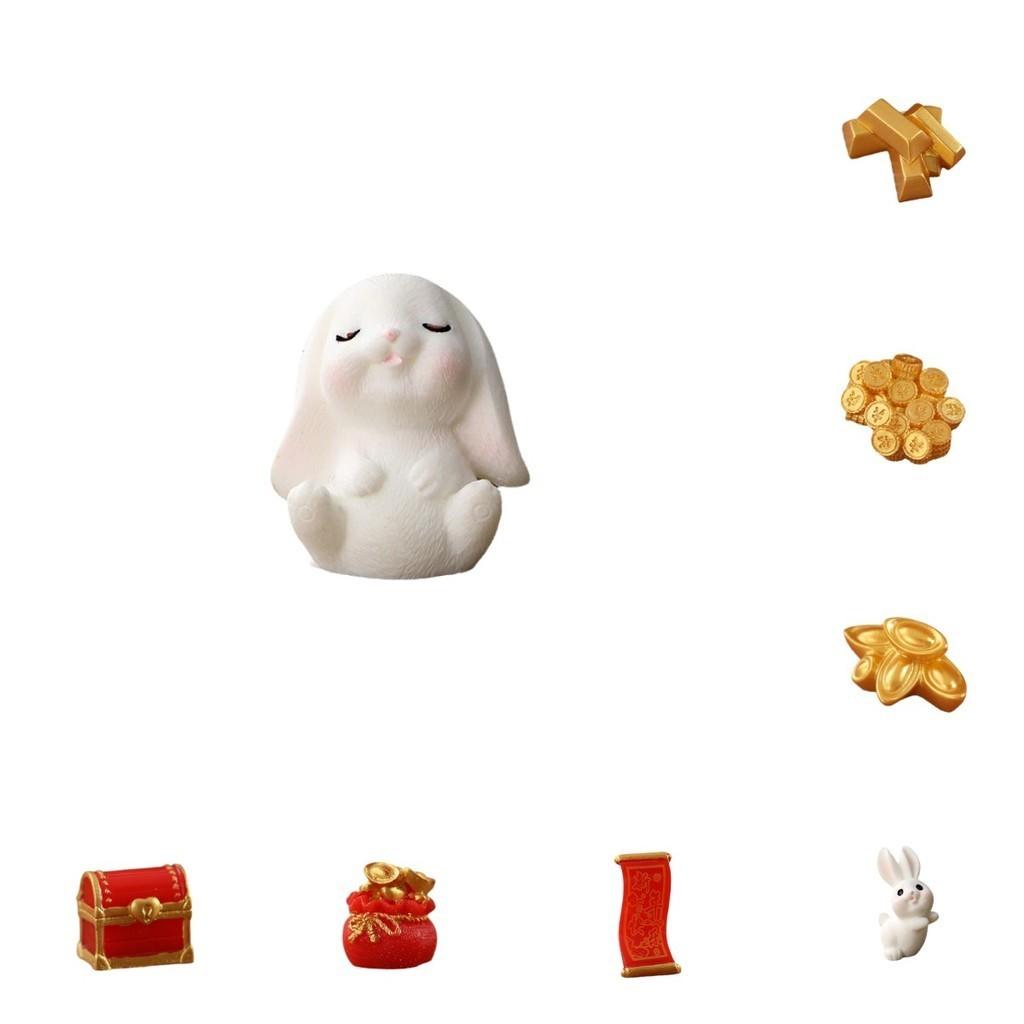 Микро Новогодний Пейзаж Смоляное Украшение Подарочная Упаковка Золотая Монета Баннер Кролик