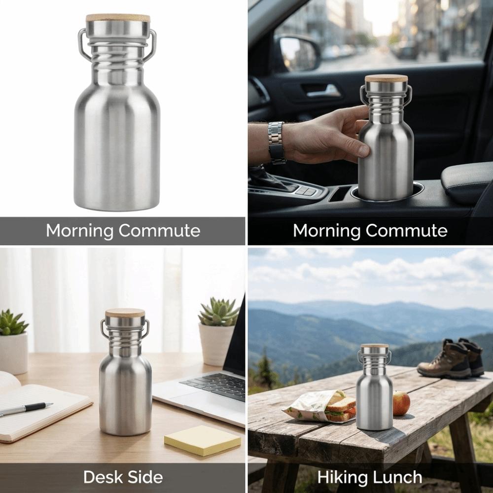 Rustless Steel Water Bottle Wide Mouth Design Water Jug Travel Water Container Outdoor Enthusiasts