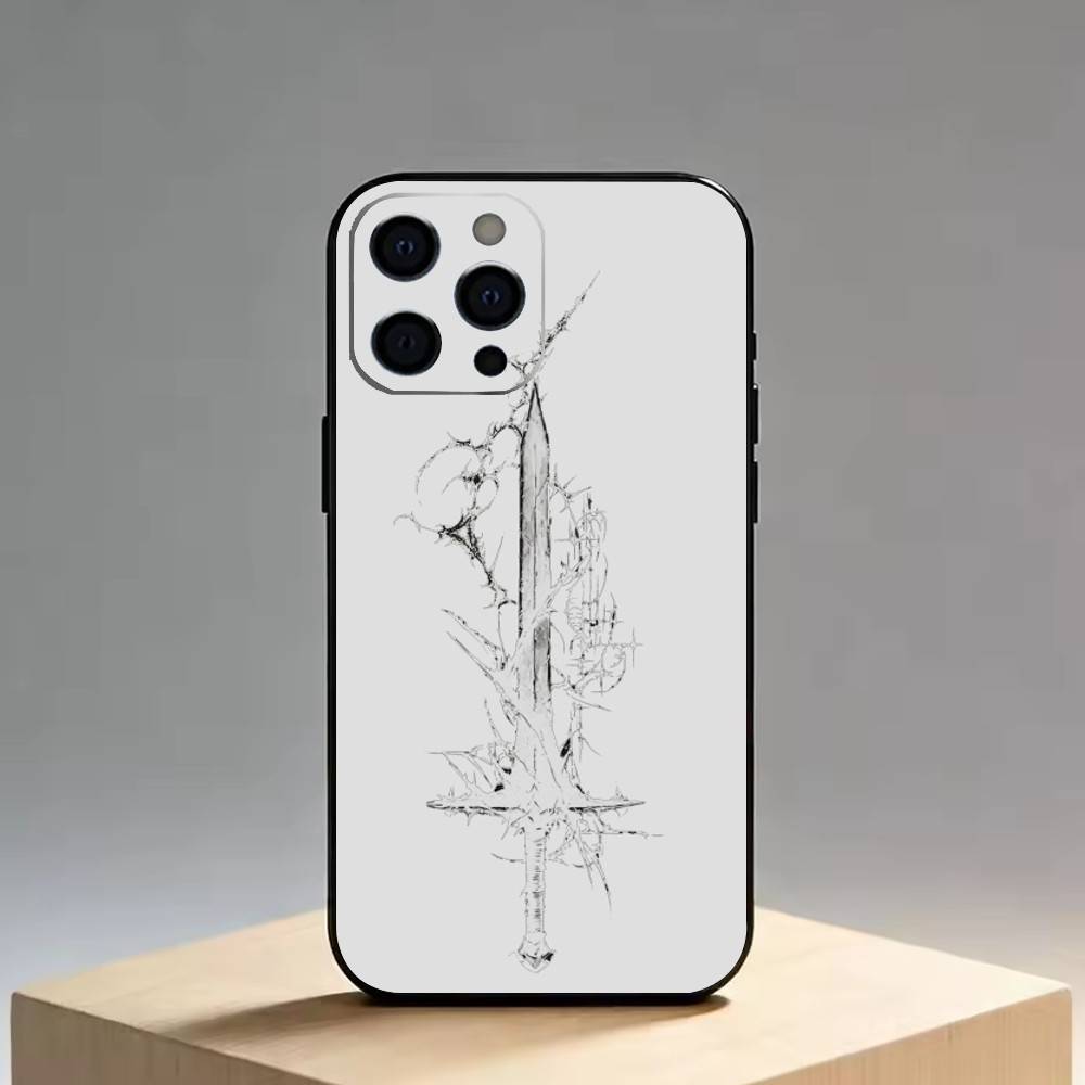 Креативный узор 'Меч' Чехол для телефона для iPhone 17,16,15,14,13,12,11 Plus,Pro Max,XS, Мягкий силиконовый черный чехол