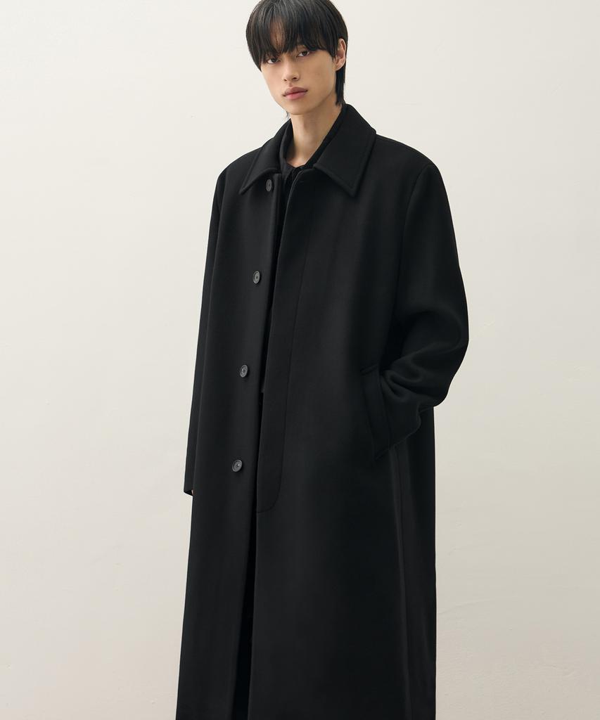 Draw Fit Premier Wool Balmacaan Chester Coat [Black]