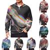 Мужской свободный повседневный свитшот на молнии 1/4, модный топ с длинным рукавом и принтом, с карманами