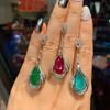 Модные серьги из серебра S925 с изумрудом и красным корундом, пересекающие границу