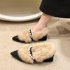 Pointed Fashion Mary Jane Shoes Women's Winter New Fluffy Thick Heel Single Shoes Foreign Style Sweet Warm Fluffy Shoes