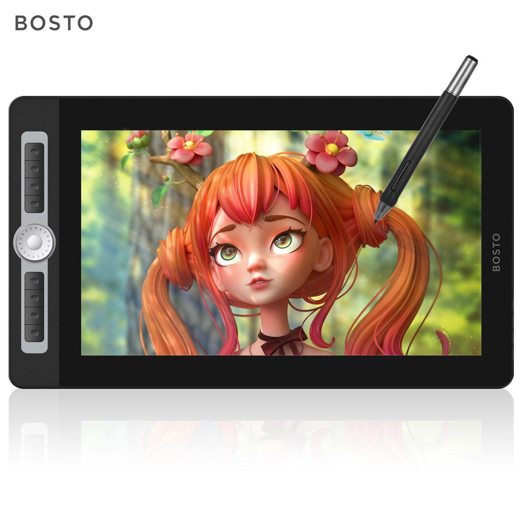BOSTO 16HD Pro Портативный 15,6-дюймовый ЖК-дисплей H-IPS графический планшет для рисования с дисплеем, планшет для цифрового искусства, планшет для рисования