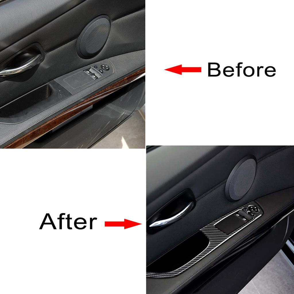Car Door Window Switch Frame Cover Trim Carbon Fiber Molding Sticker Kit For BMW E92 3 Series accesorios para el coche