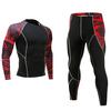 Спортивный костюм, 2 шт. / Компл., Мужская спортивная одежда с принтом, компрессионная рубашка, штаны, колготки для фитнеса, рашгард