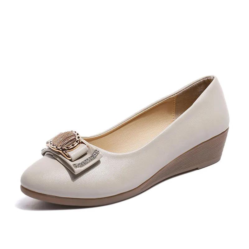 WTEMPO Офисные женские туфли-лодочки однотонные большого размера с острым носком, нескользящие, женские повседневные универсальные туфли из ПУ на низком толстом каблуке