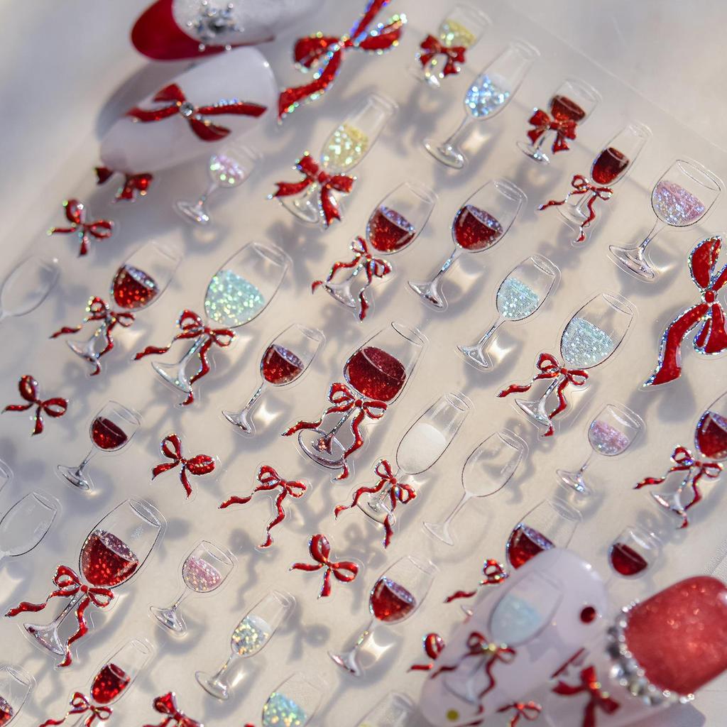 Металлические наклейки для ногтей Tomoni - Популярные японские аксессуары для нейл-арта с бокалами