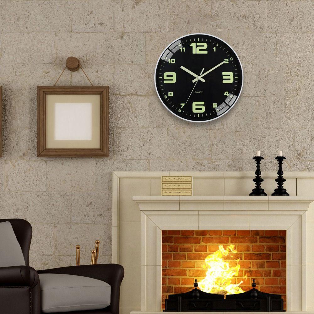 12-дюймовые светящиеся настенные часы, бесшумные, с плавным ходом, круглые, пластиковые, современные цифровые часы для гостиной, дома, офиса