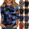 Women's Fashion Casual Round Neck Printed 3/4 T-shirt Top