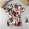 V-Neck Short Sleeve Dress, Slim Fit Floral Series, Light Mature Style, Soft Comfort Fabric, Ideal for Beach Vacation & Party