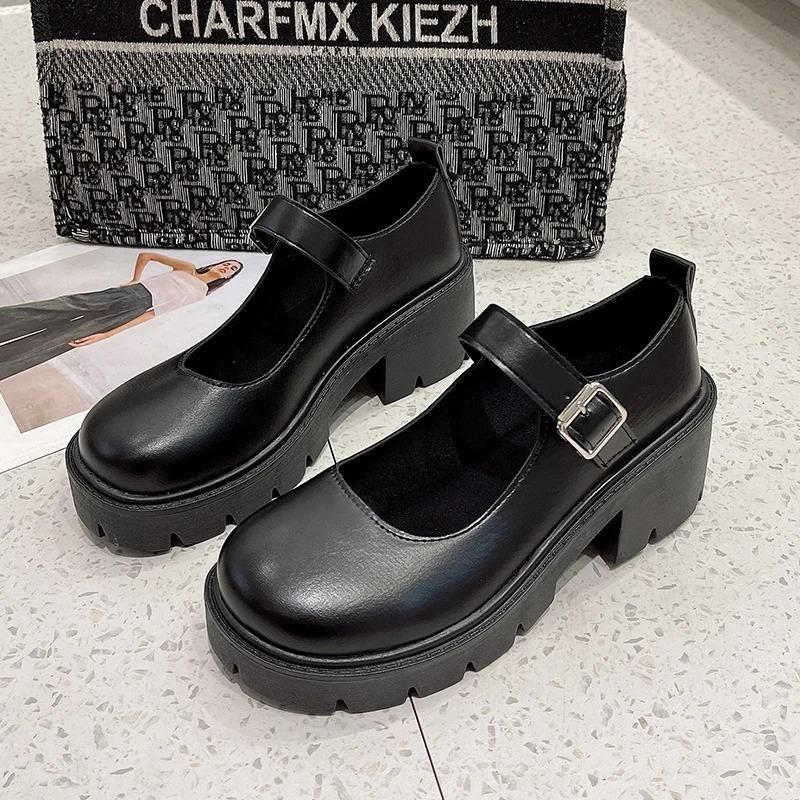 Обувь Туфли на платформе Женские туфли на каблуке в японском стиле Винтажные туфли-лодочки для женщин Студенческая женская обувь