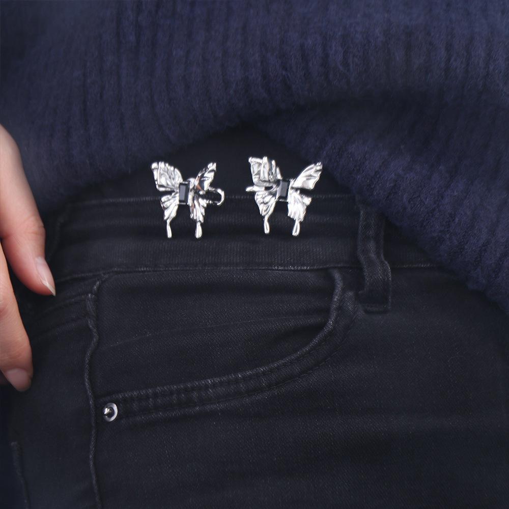 Waistband Jean Buttons for Loose Jeans Y2K Butterfly Pants Button Tightener Women