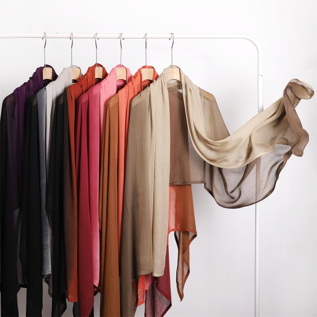 Women Big Size Gradient Cotton Rayon Crease Hijab Scarf Lady High Quality Wraps and Shawls Musulman Headband Islamic Turban