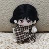 1 set Uniform Doll Clothes Outfit Plaid Overall Doll Dress Up Set  10cm Cotton Doll