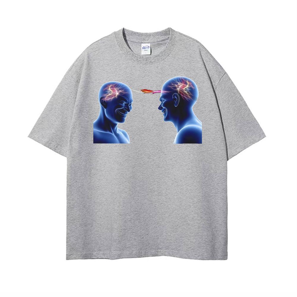 Telepathic Connection Shared Braincell Meme T Shirt Men Women Fashion Classic High Quality Tshirt Oversized Loose Tshirts Tops