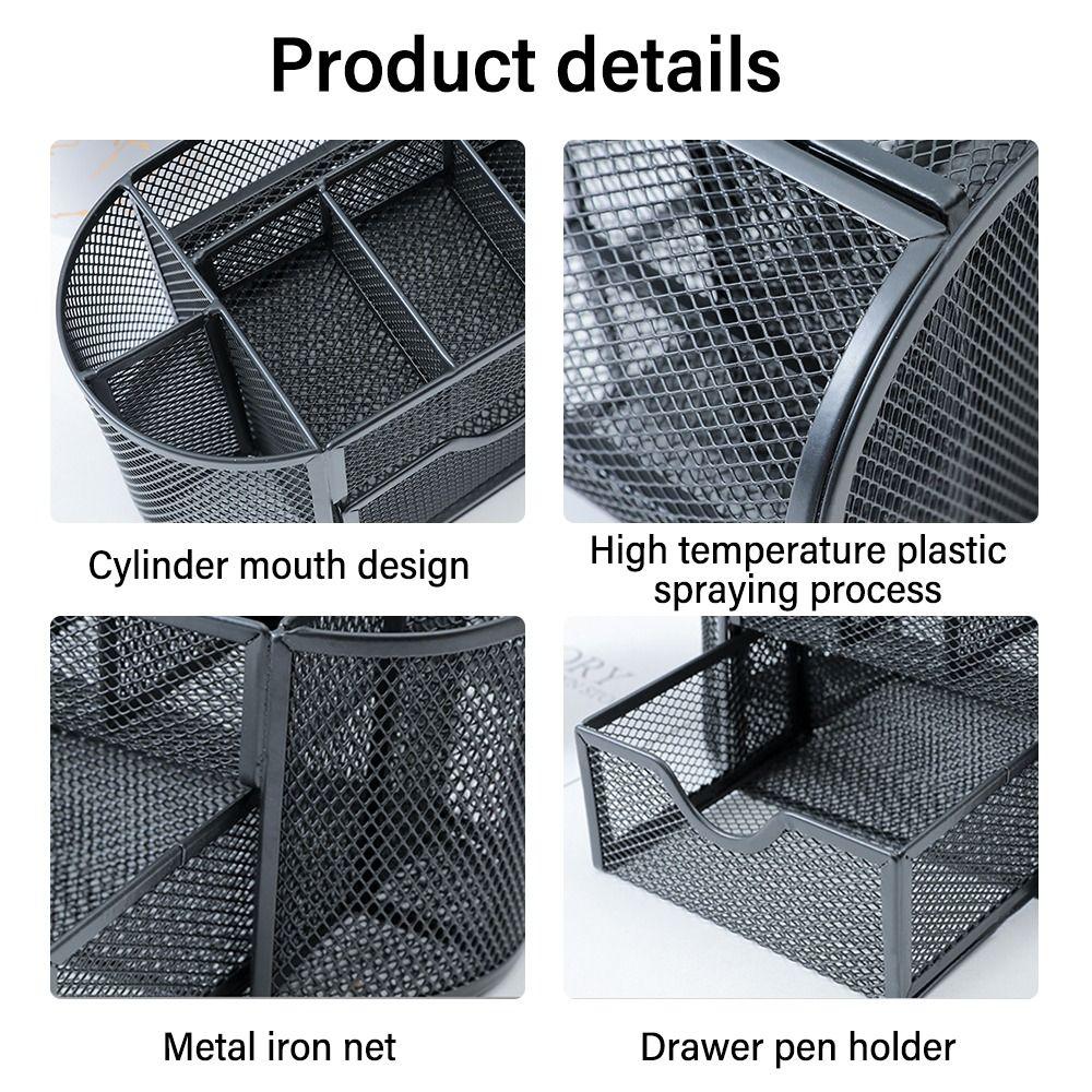 Высокое Качество С Ящиком Коробка для Хранения Настольный Органайзер Контейнер для Канцелярских Принадлежностей Металлическая Сетка Подставка для Ручек