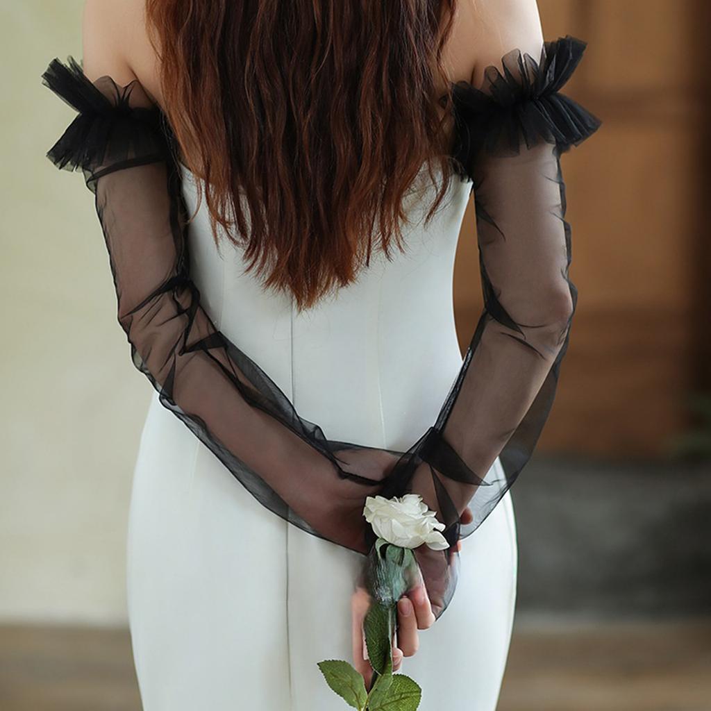 Long Sheer Gloves with Embroidery Flower Bridal Gloves for Special Occasion Wedding Bride Gloves Party Accessories