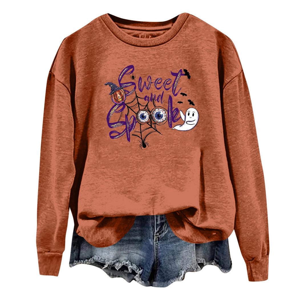 Женская повседневная модная блузка с длинным рукавом и круглым вырезом с принтом