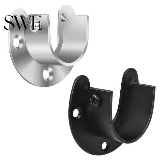 Wardrobe Hanging Rod Base 1/4/8Pcs Stainless Steel Closet Holders Strong Load-bearing Easy to Durable Pole Support Install Heavy Duty Metal