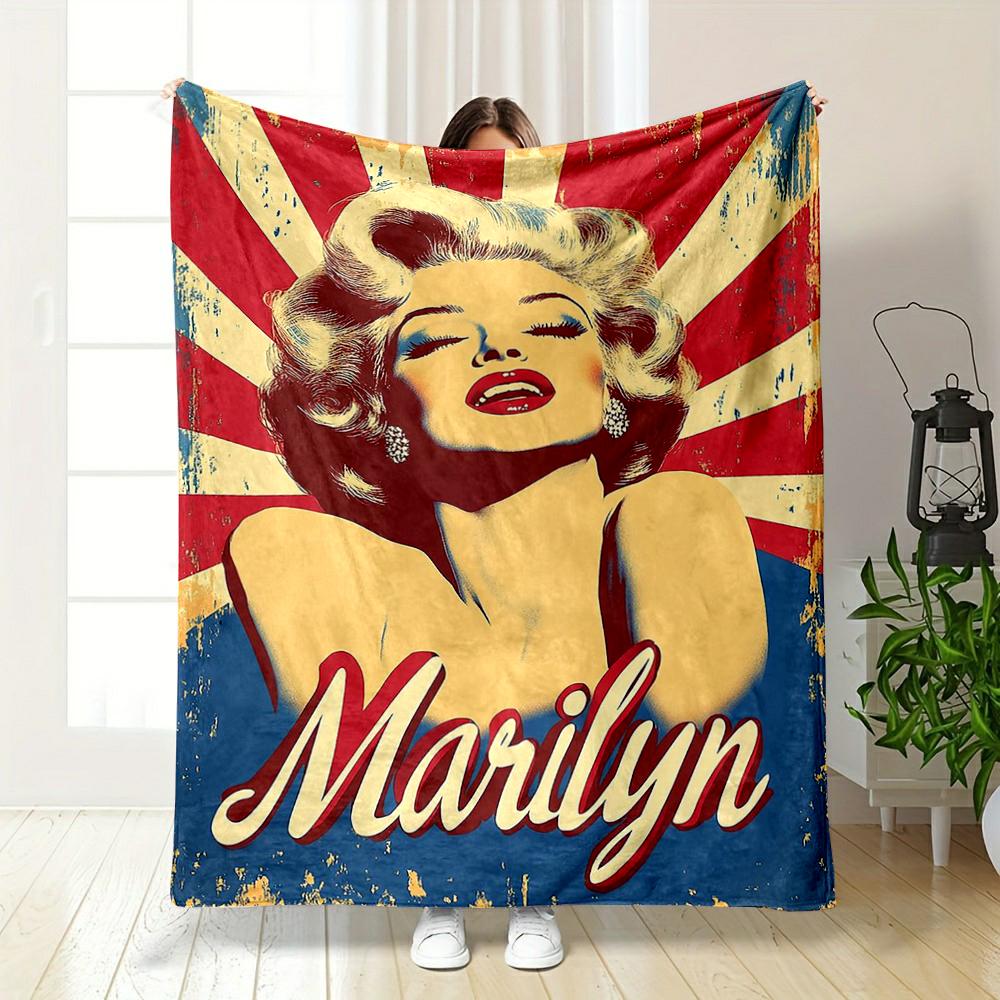 Marilyn Monroe Retro Art Printed warm quiltFlannel blanket for bedroom, living room, sofa, and nap.