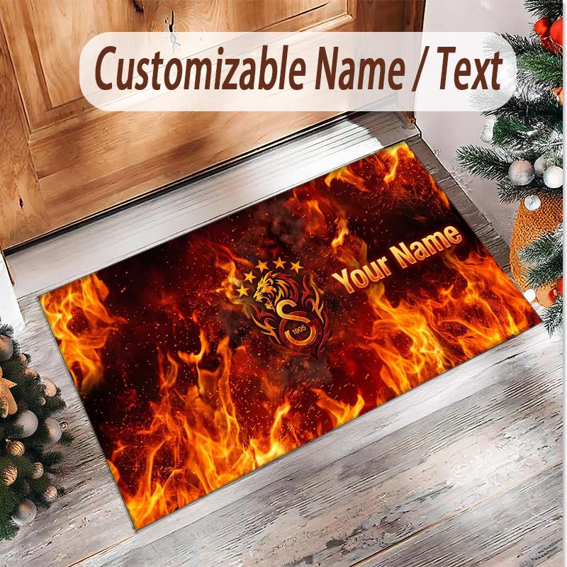 Personalized Crystal Velvet Carpet Galatasaray FC Pattern Non Slip Floor Rug