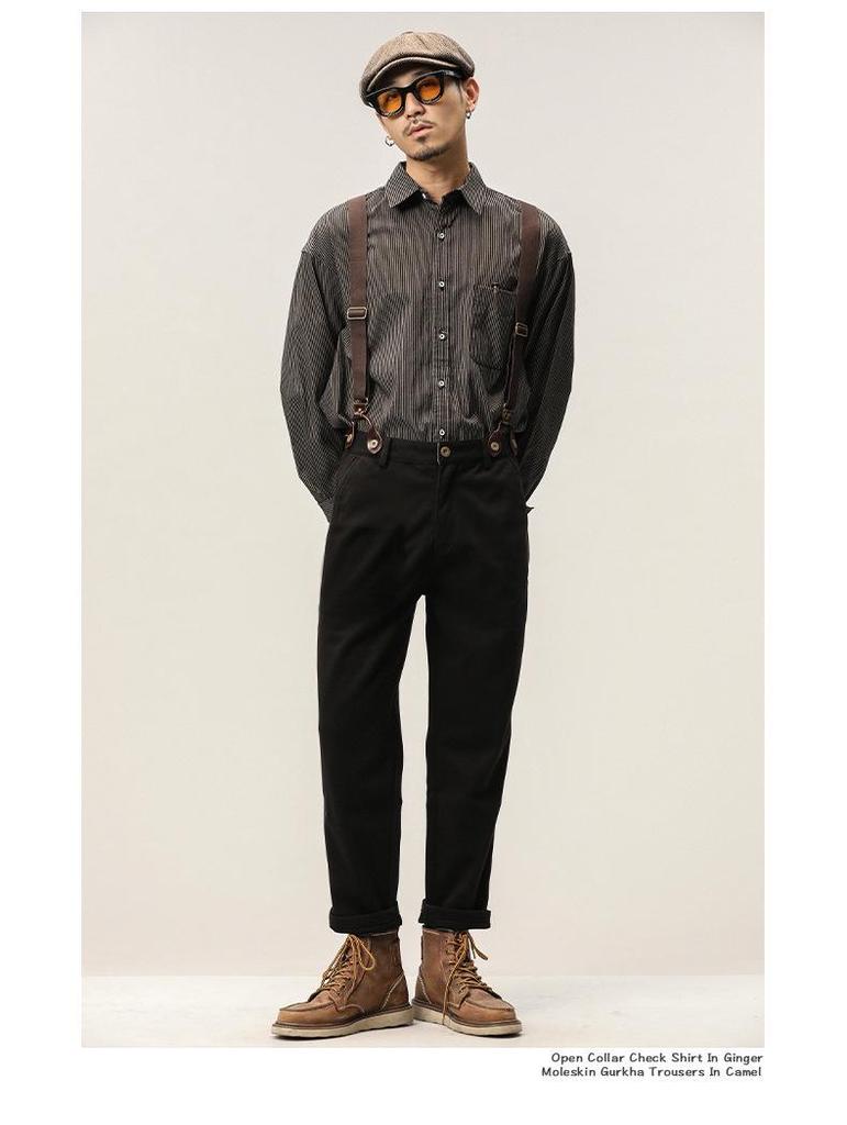 Мужские шерстяные свободные повседневные брюки в стиле ретро в британском стиле панк - комбинезон Four Seasons Trendy