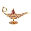 Magic Genie Lamp Red Zinc Alloy Antioxidant Fadeless Relief Pattern European Style Aladin Lamp for