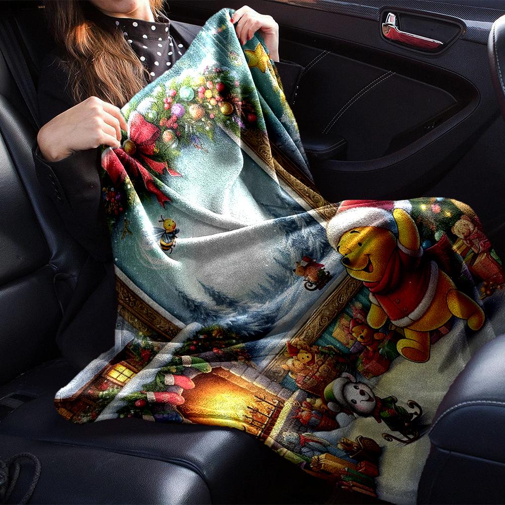 Christmas Winnie Pooh Blanket Soft Throw Blanket For Home Bedroom Bed Sofa Travel Office Solid Christmas Blanket