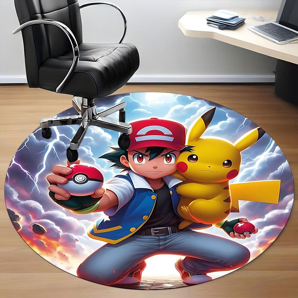 1pc Pokémon, Pikachu Chair Carpet for Office, Non slip, Soft and Durable Office Rug
